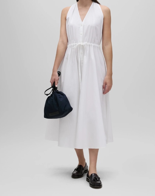 Aspesi Button-fastening Drawstring Dress In White