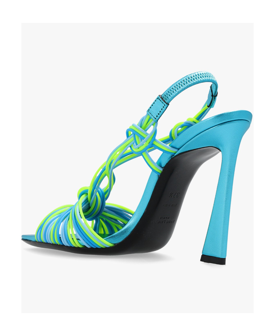 Saint Laurent Women's Pool Sandals In Tpu And Metallized Leather In Blue