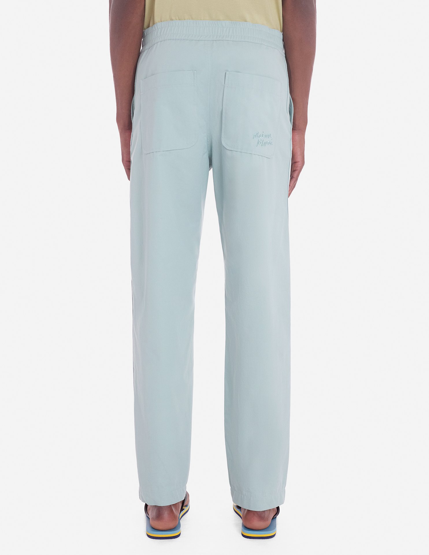 Maison Kitsuné Casual Cotton Trousers With Elasticated Waistband In Blue