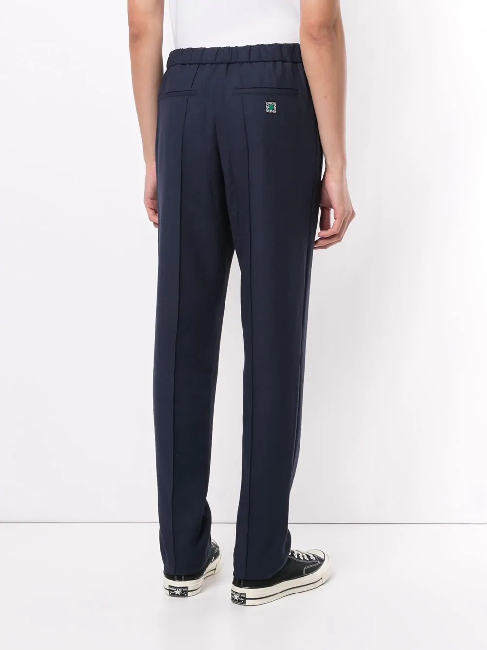 Kenzo Piped-trim Drawstring Waist Trousers In Black