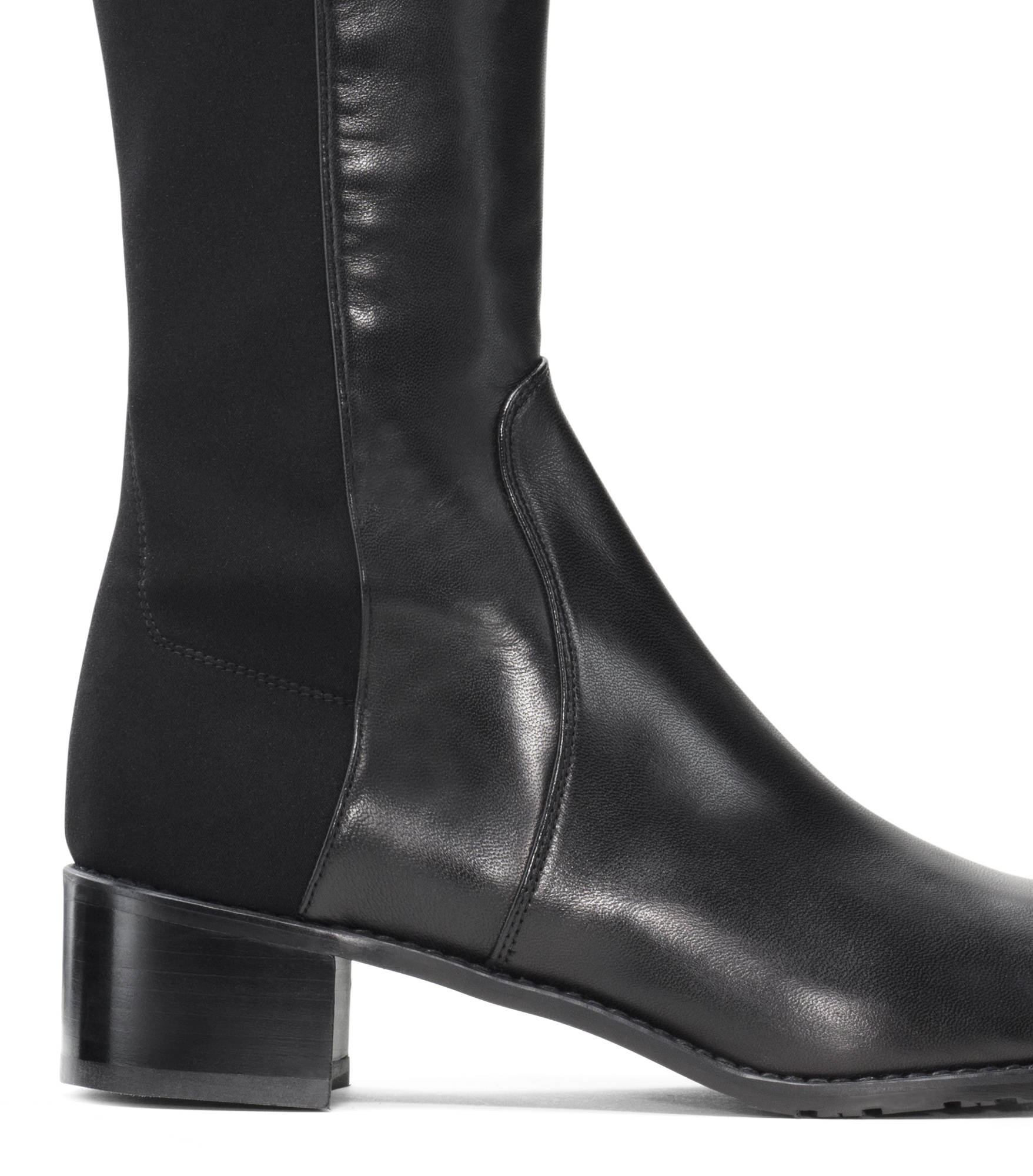 Stuart Weitzman Panelled Almond Toe Boots In Black