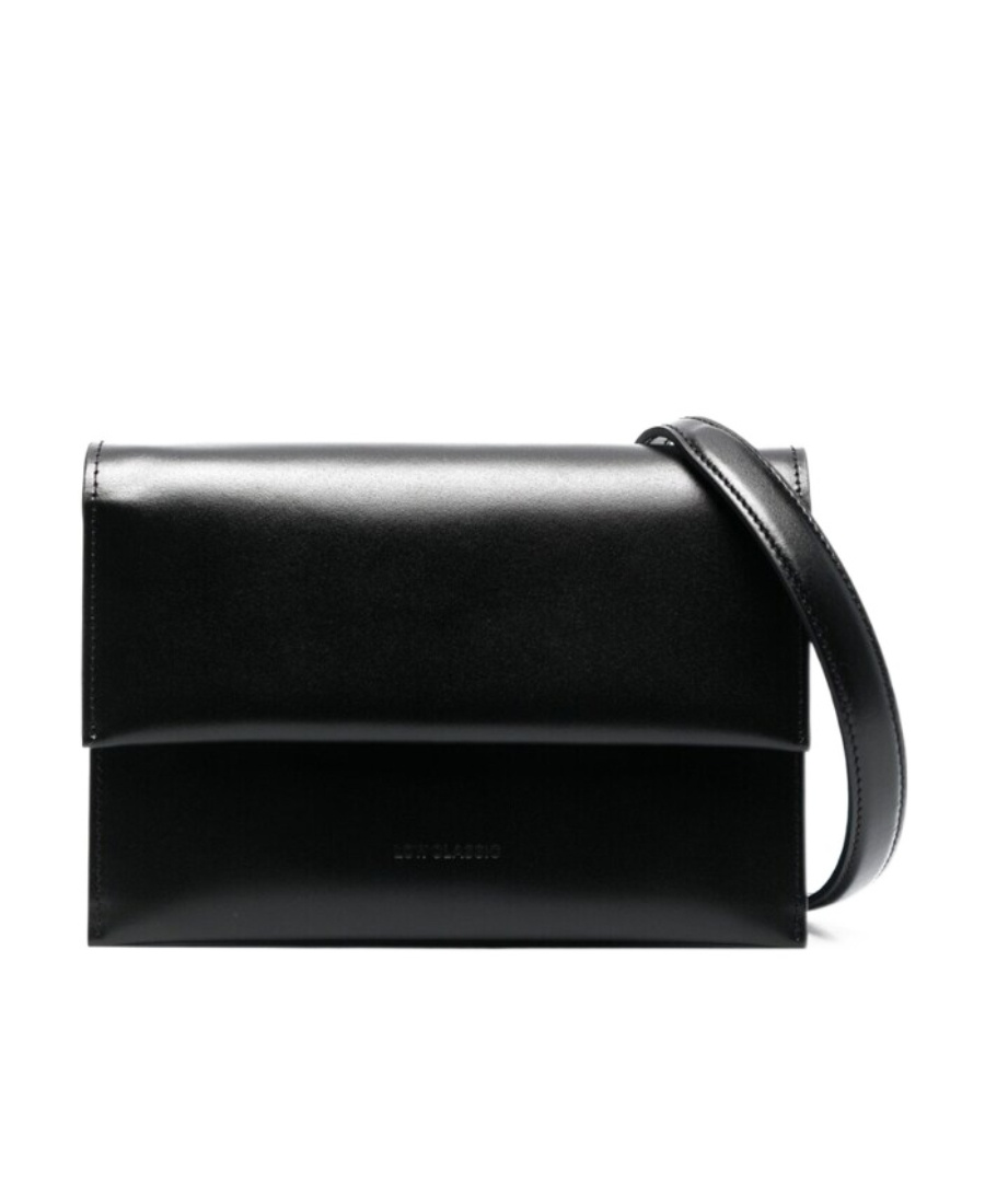 Low Classic Foldover Top Leather Bag In Black