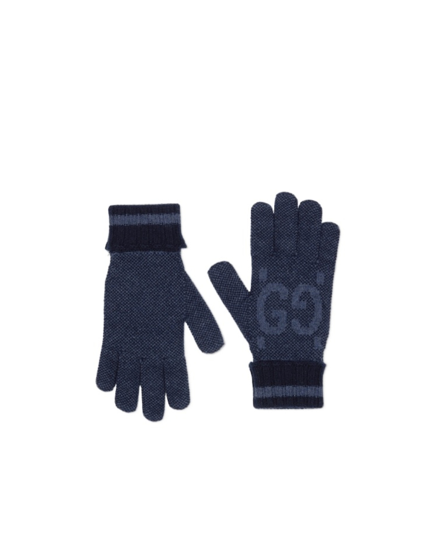 Gucci Gg Cashmere Gloves In Blue