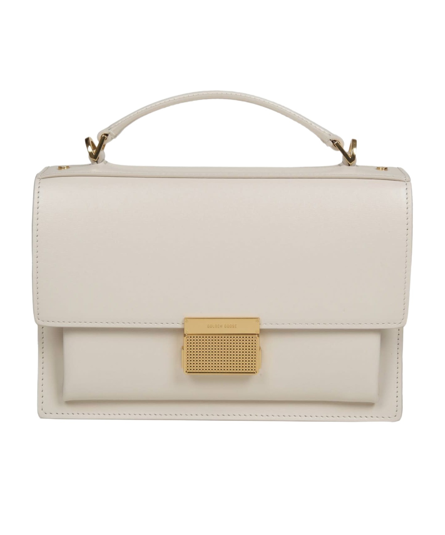 Golden Goose Venezia Bag In Butter-colored Boarded Leather With Gold Details In Gray
