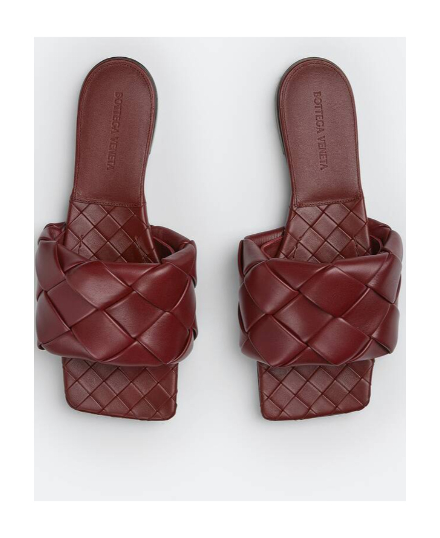 Bottega Veneta Lido Leather Slides In Red