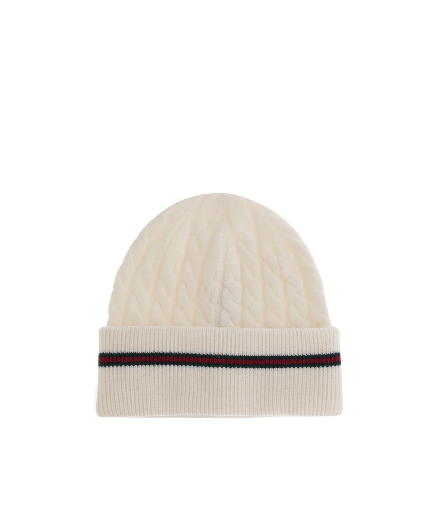 Gucci Cable-knit Striped Beanie In White