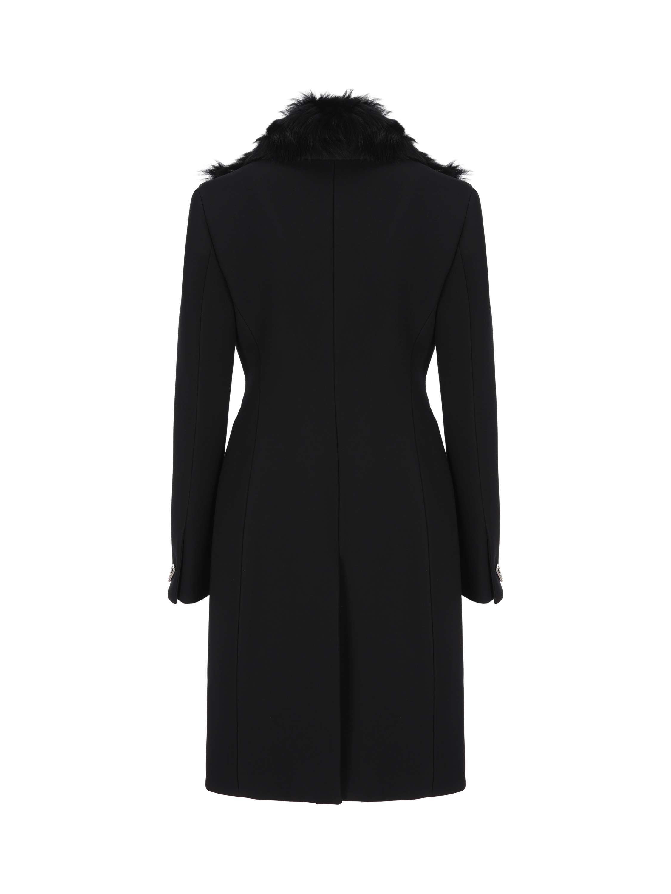 Bottega Veneta Shearling-trim Double-breasted Coat In Black