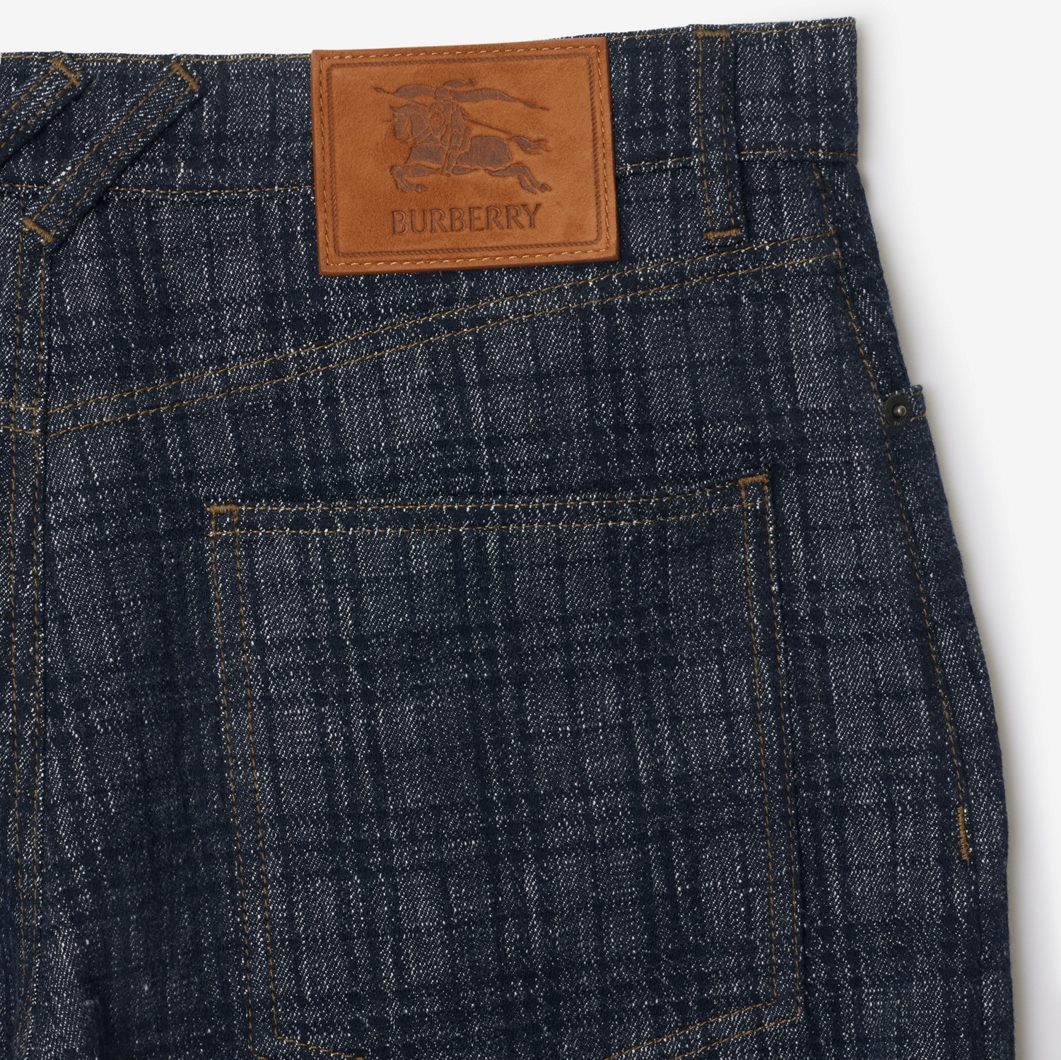 Burberry Mens Check-print Straight-leg Denim Jeans Indigo Ip Check In Multi