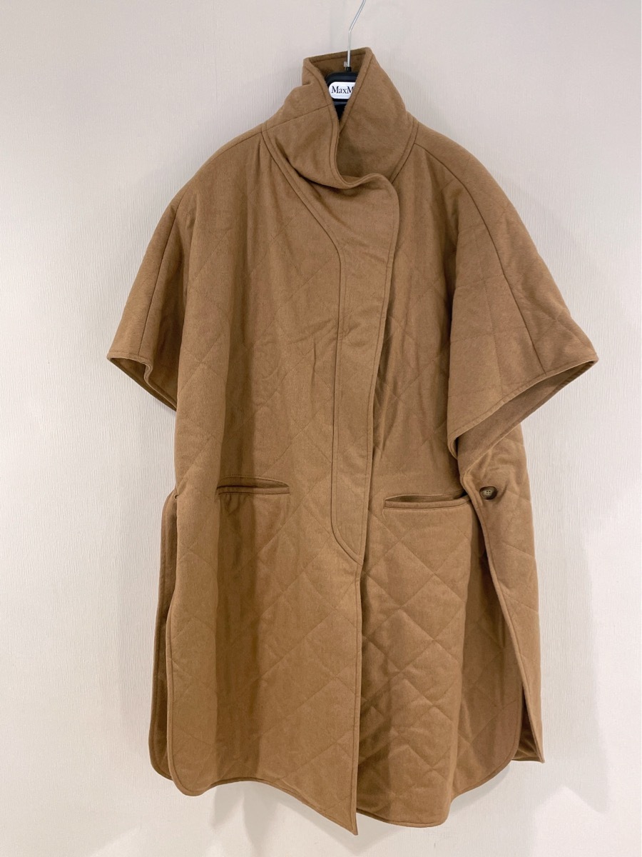 Max Mara Straddle Short-sleeved Coat In Brown