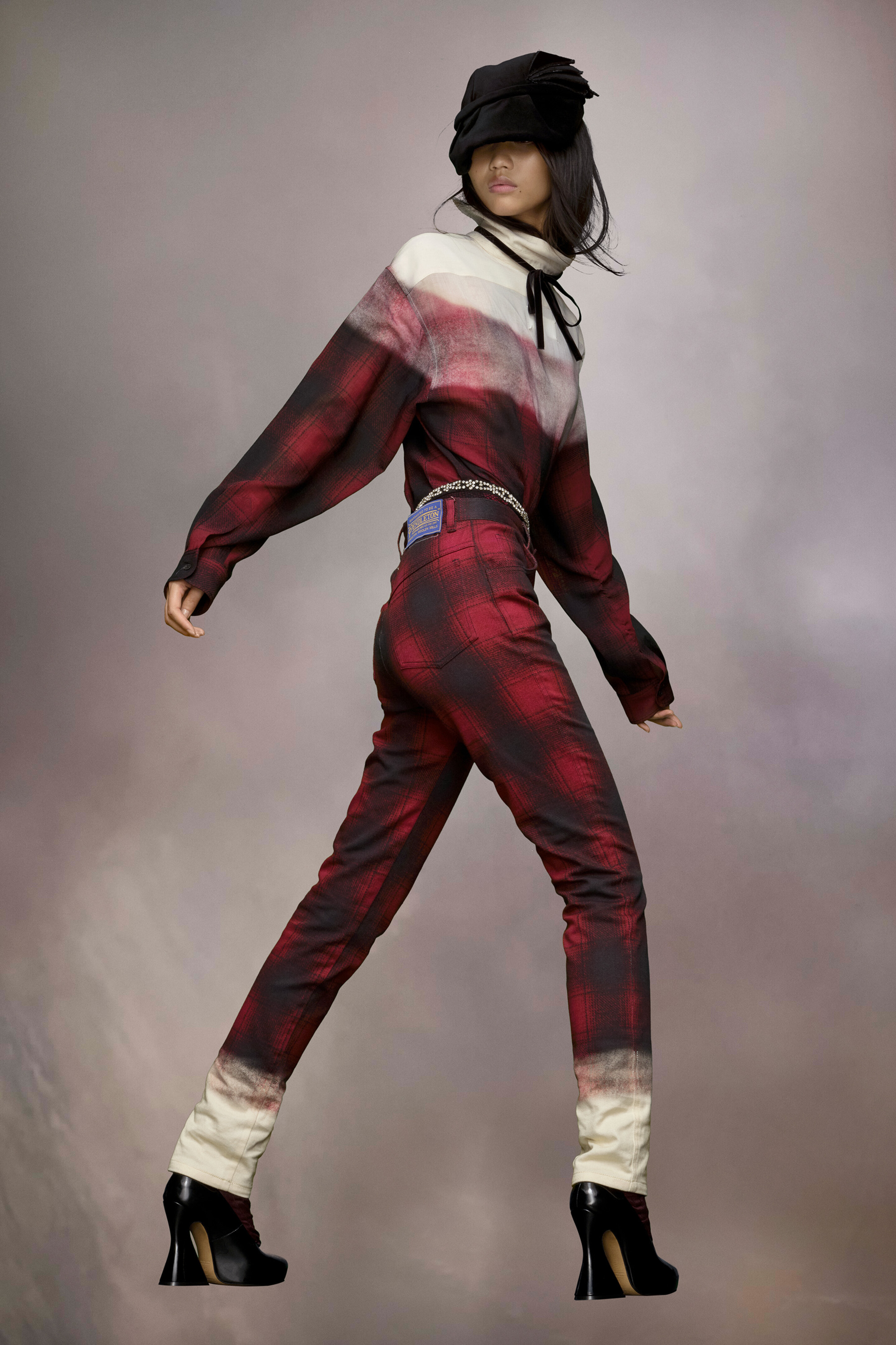 Maison Margiela Tartan-check Tapered Trousers In Black