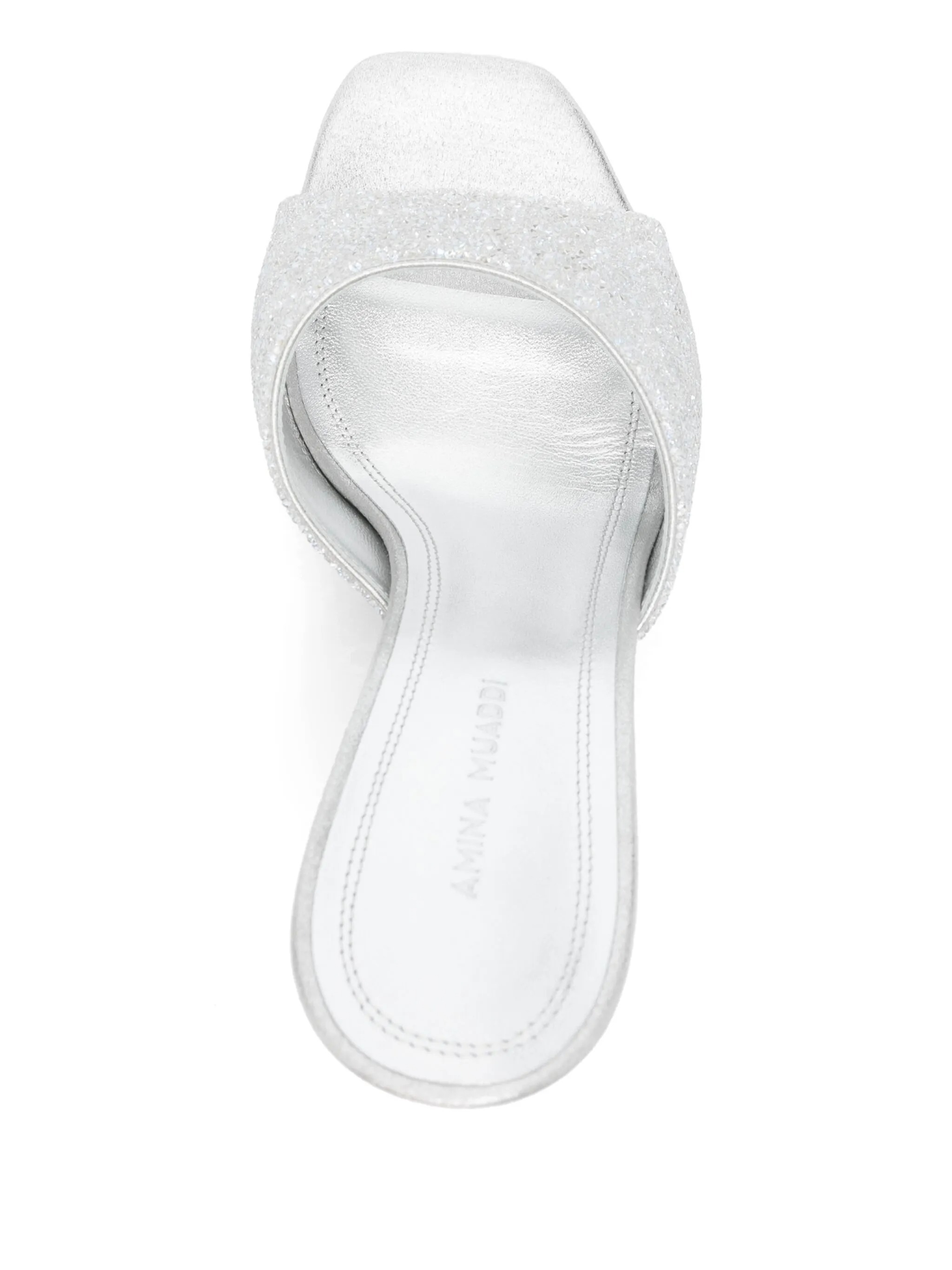 Amina Muaddi Lupita Crystal 95 Silver Satin In Metallic