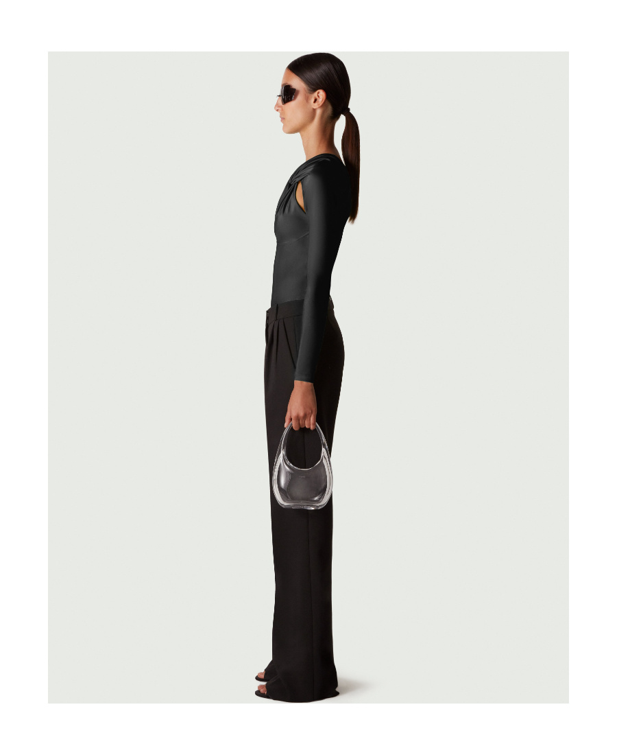 Coperni Twisted Pleted And Hollowed Out One-piece Tights In Black