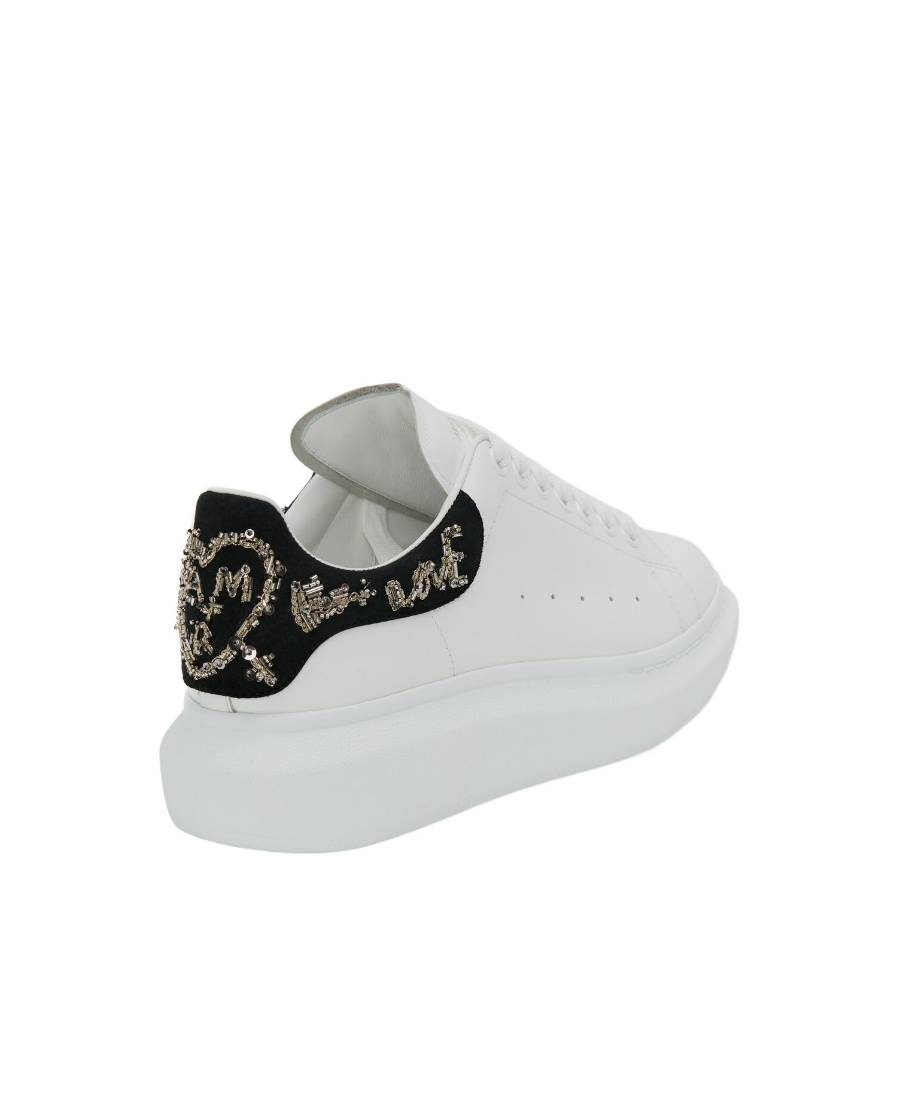Alexander Mcqueen Sequin-embellished Lace-up Sneakers In White