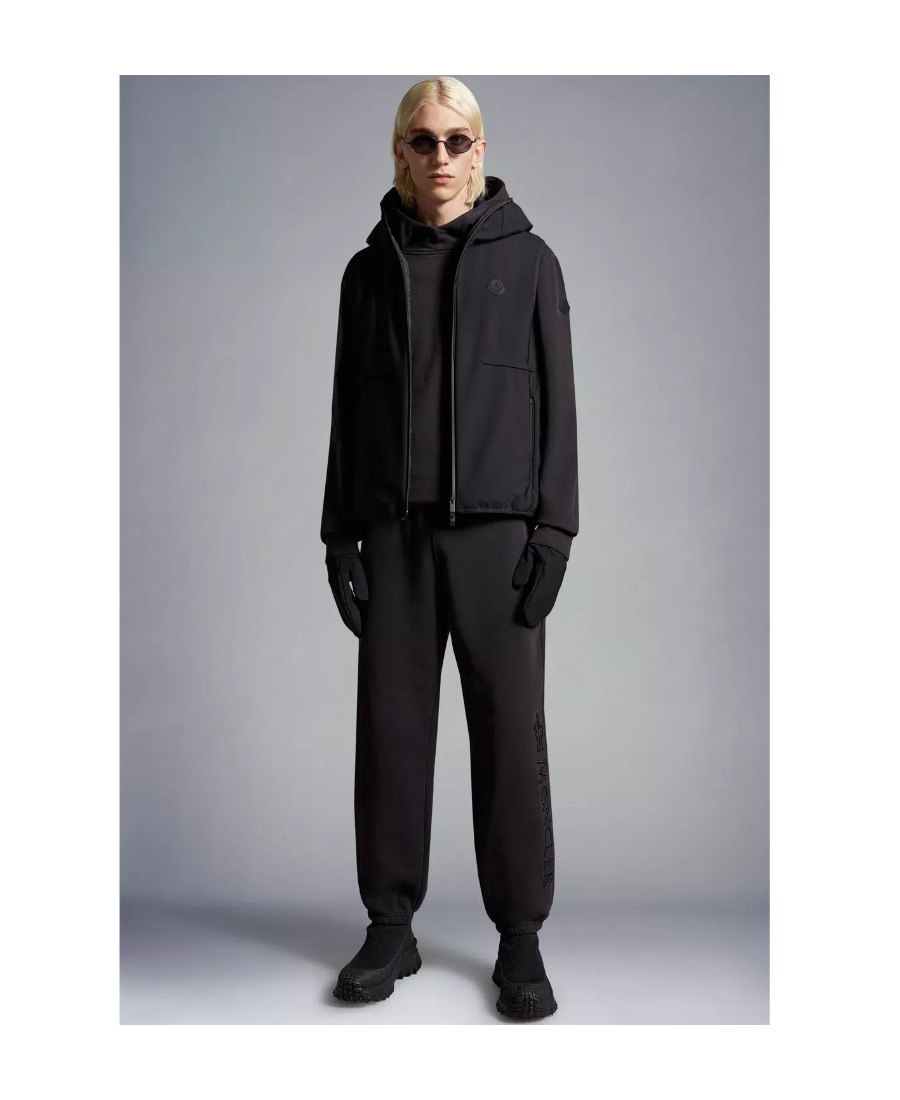 Moncler Logo-embroidered Cotton Track Pants In Black