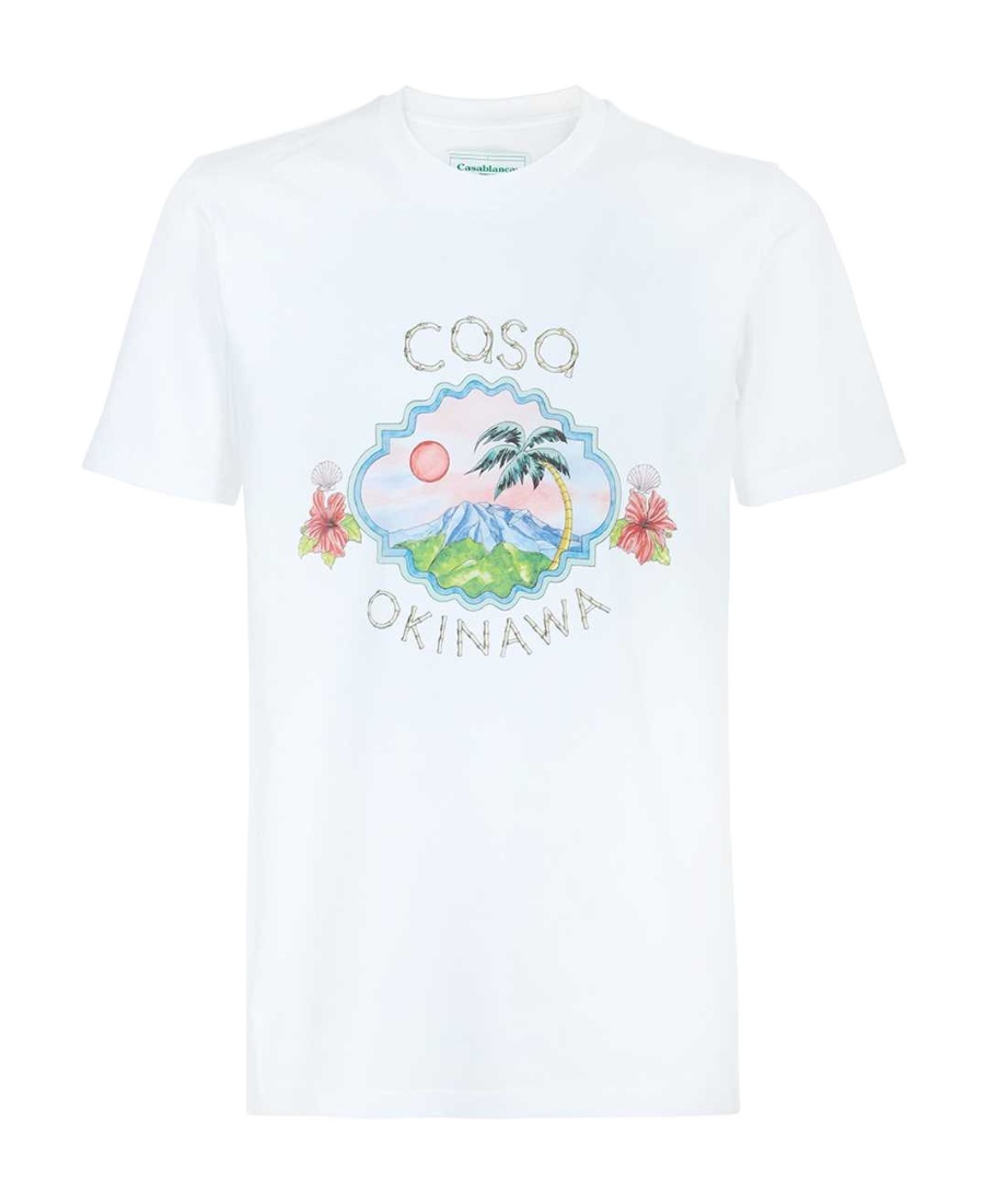 Casablanca Pattern Printed Short-sleeved T-shirt In White