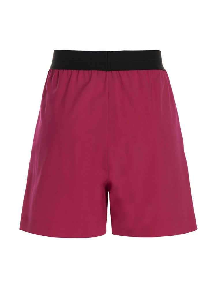 Msgm Bermuda Wool Shorts Elastic Waistband In Red