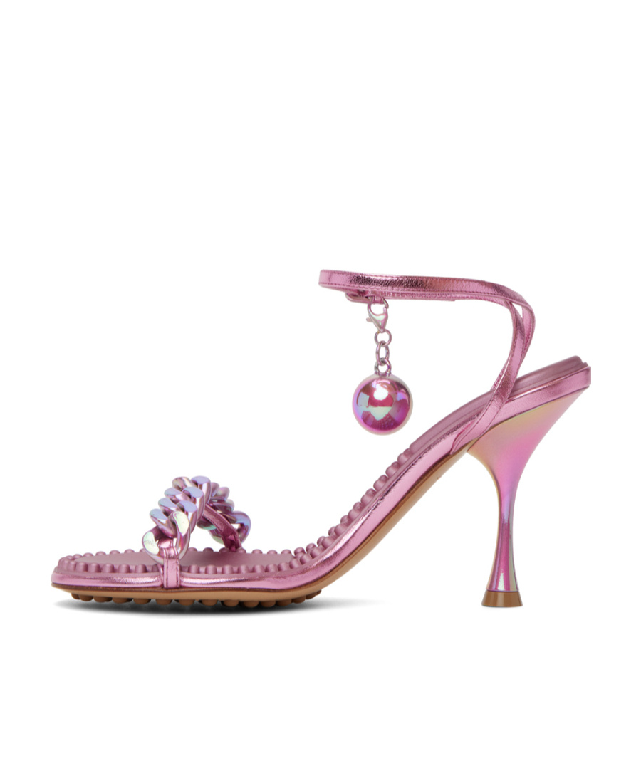 Bottega Veneta Pink Dot Heeled Sandals In Pink