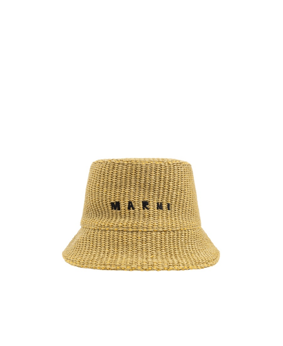 Marni Logo Embroidered Bucket Hat In Nude