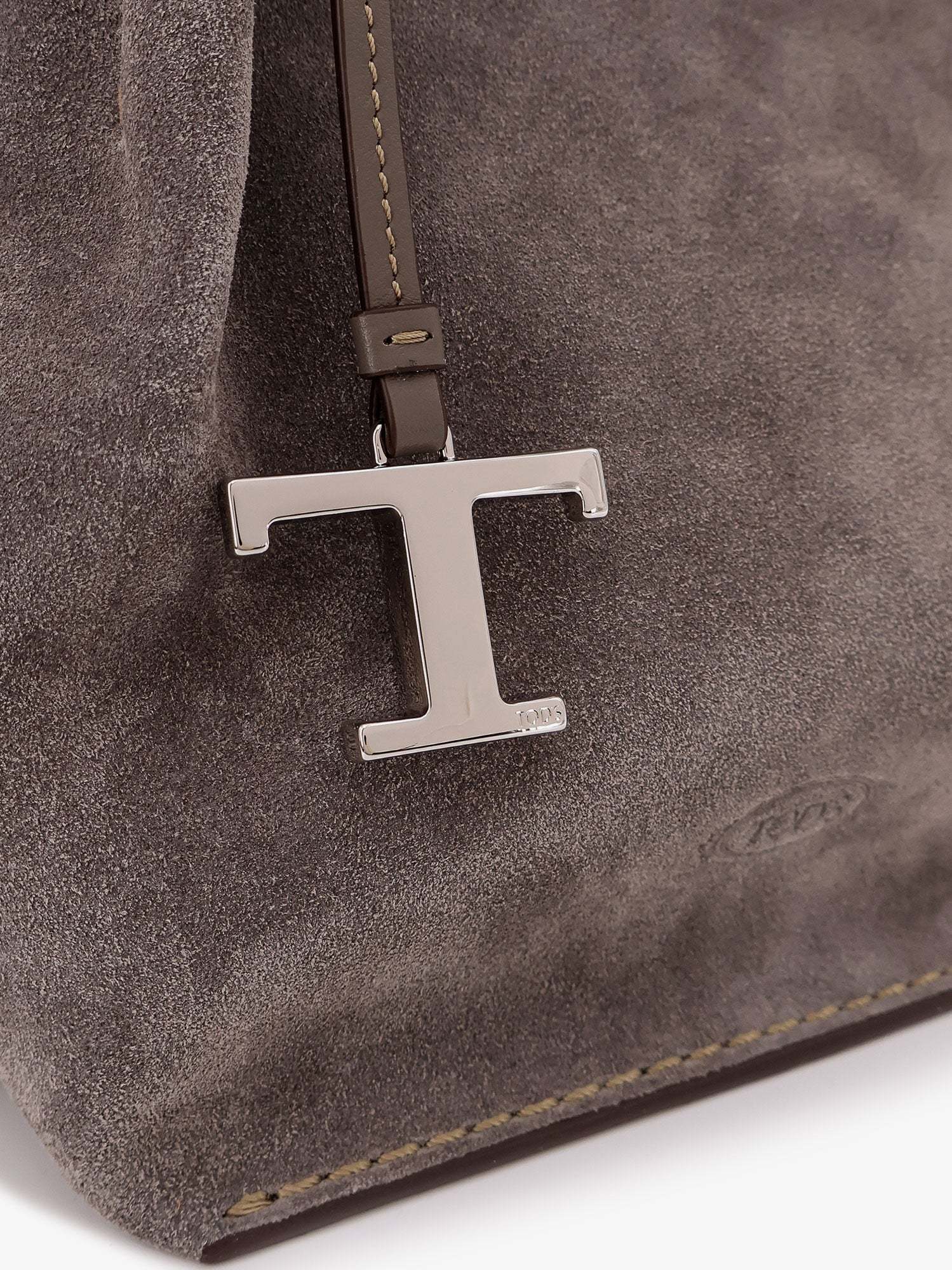 Tod's T Timeless Suede Shoulder Bag In Gray