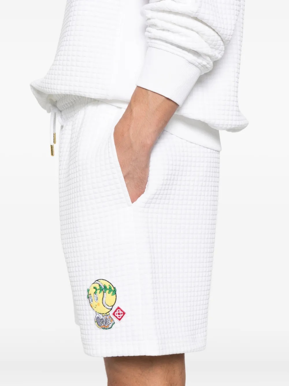 Casablanca Tennis Mascot Quilted Sweatshorts In White