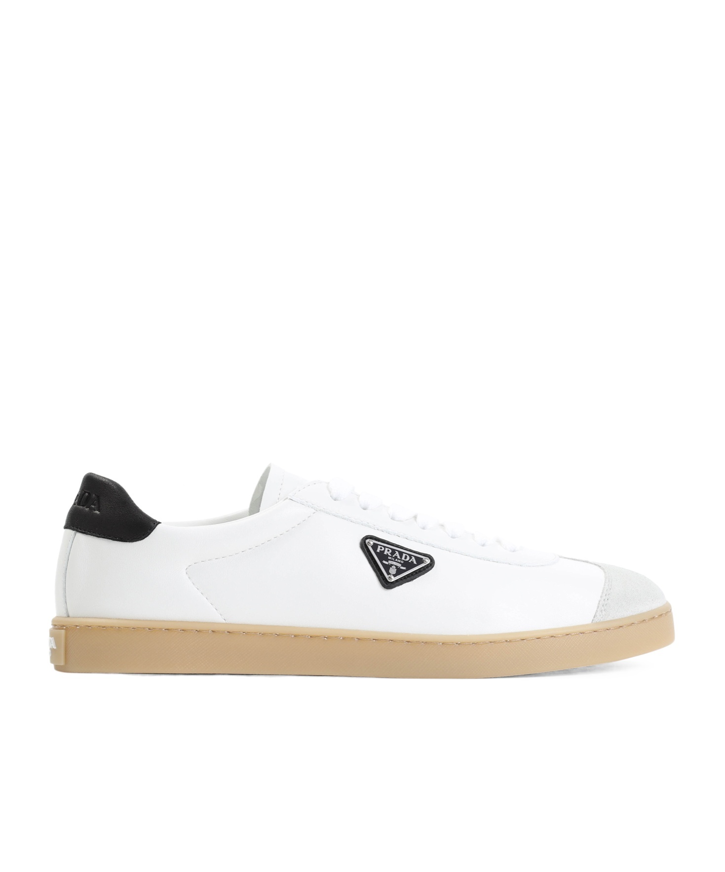 Prada Lane Leather Low-top Sneakers In White