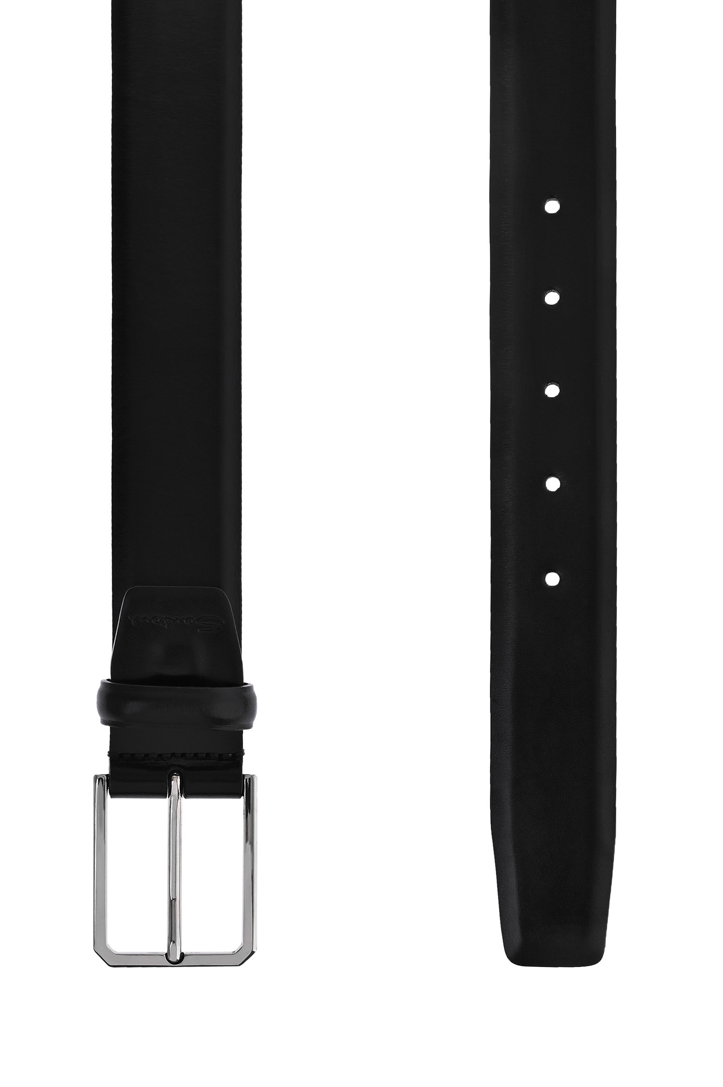 Santoni Buckle Leather Belt In Black