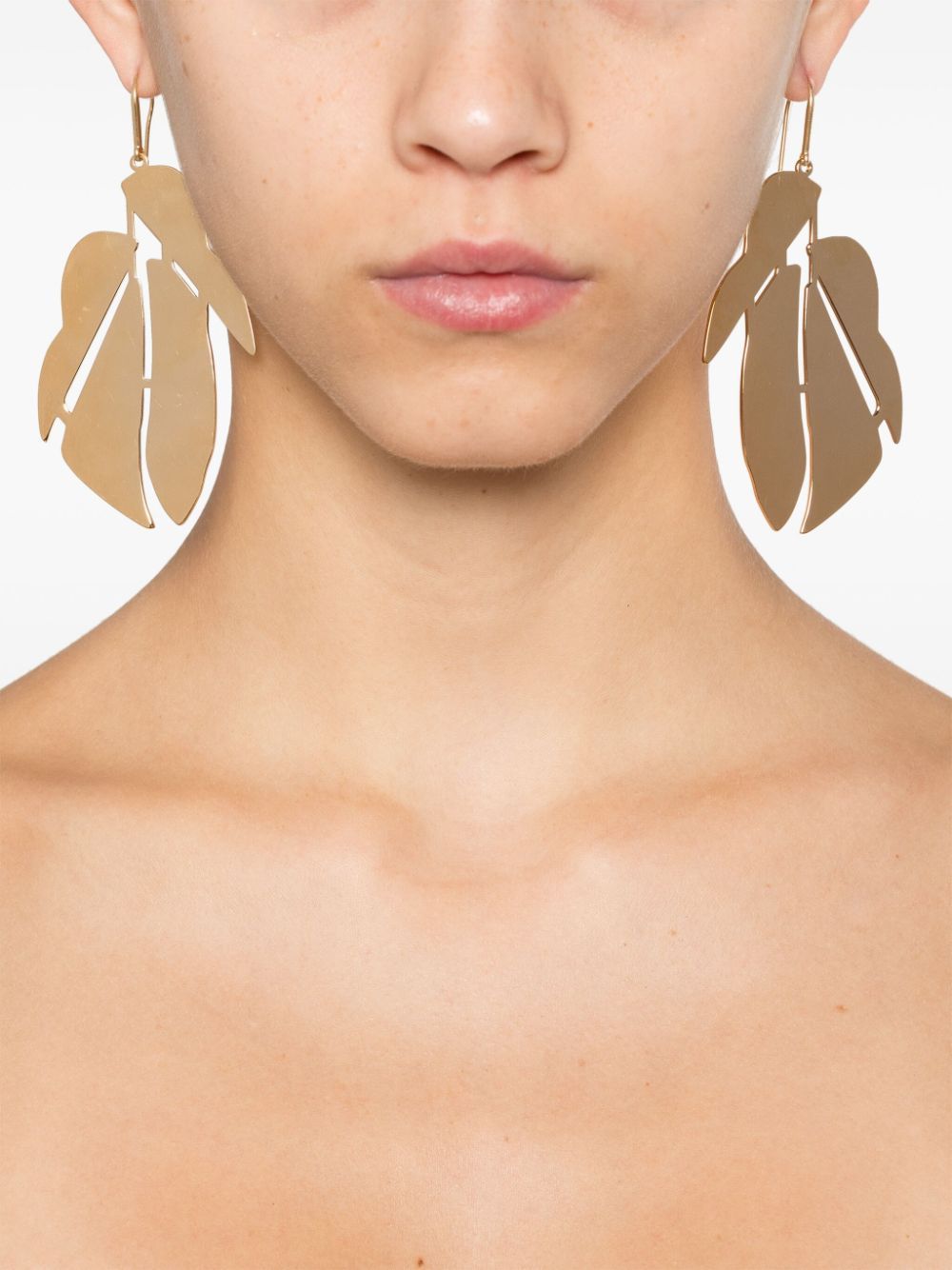 Isabel Marant Leaf Dangle Earrings In Yellow