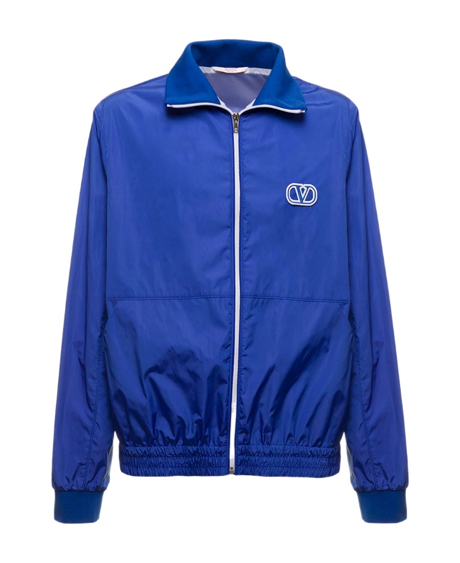 Valentino Blue Nylon Sweatshirt With Signature Vlogo In Blue
