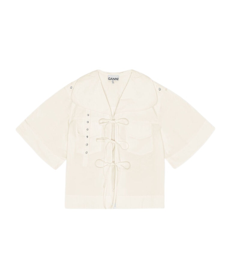 Ganni Off-white Stretch Cotton Blouse