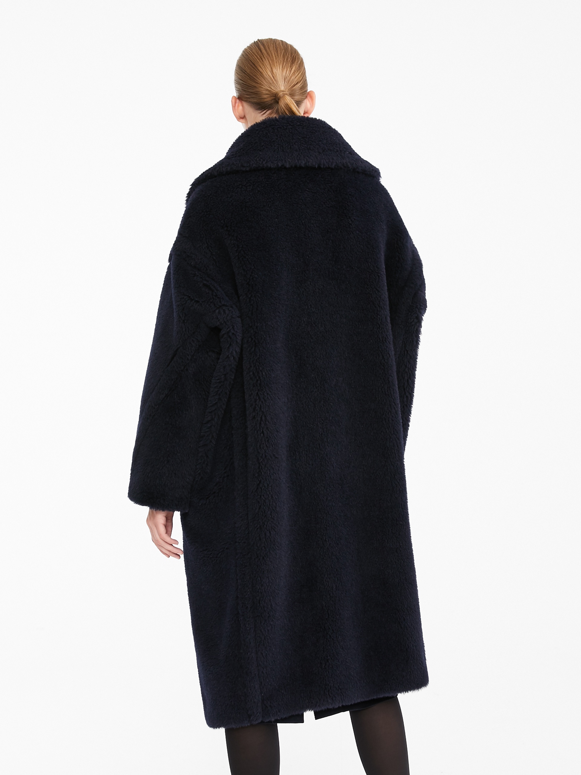 Max Mara Hooded Coat With Belt In Black Wool In Black