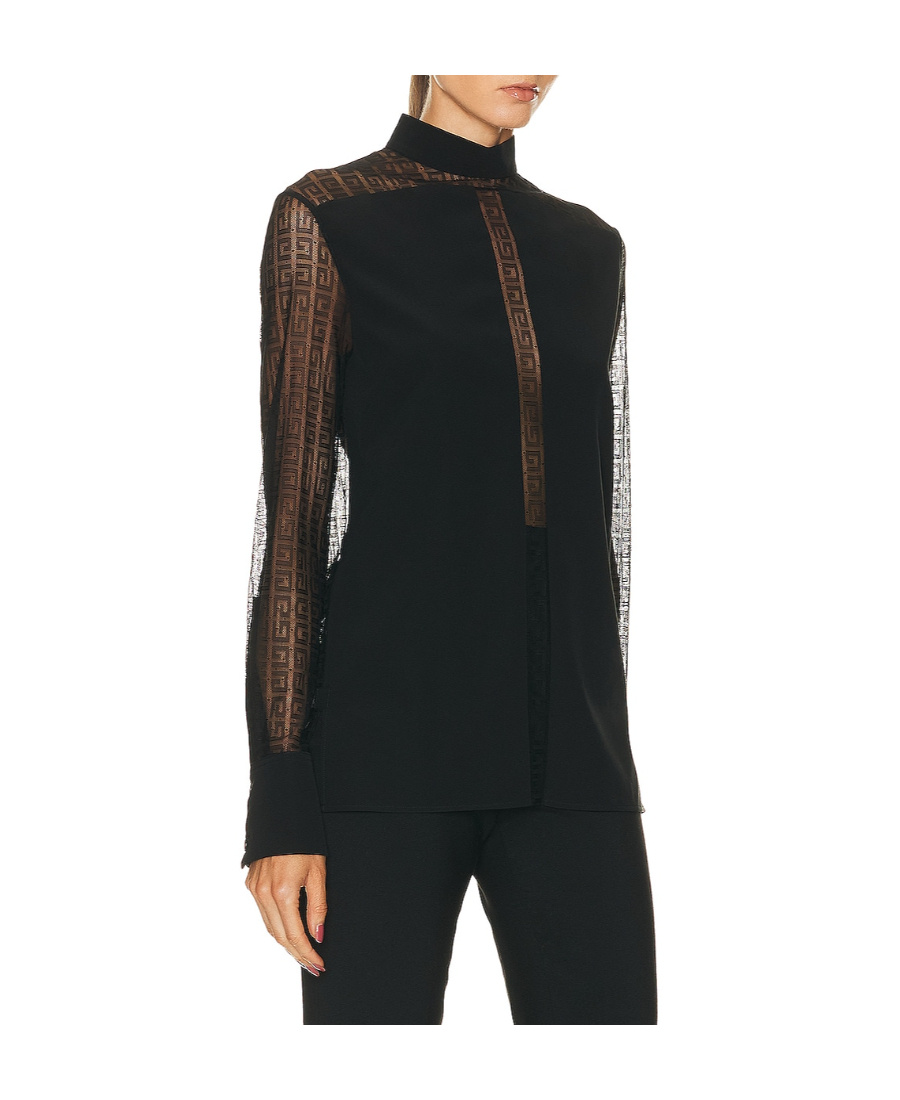 Givenchy 4g-pattern Silk Blouse In Black