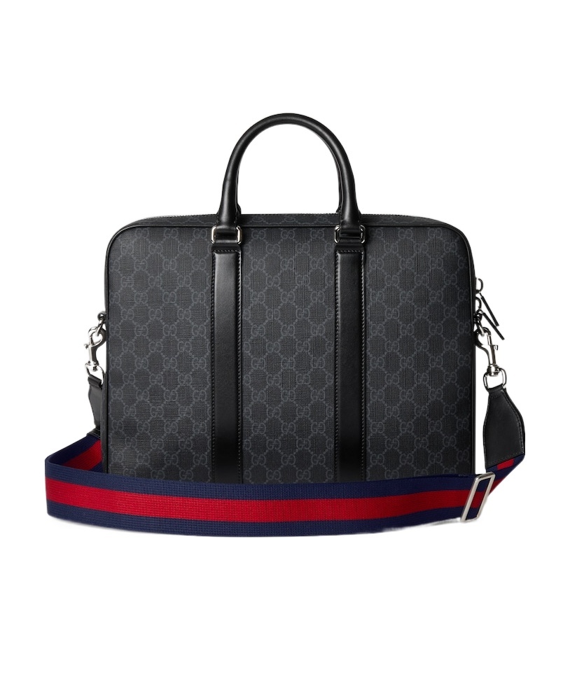 Gucci Gg Supreme Canvas Briefcase In Black