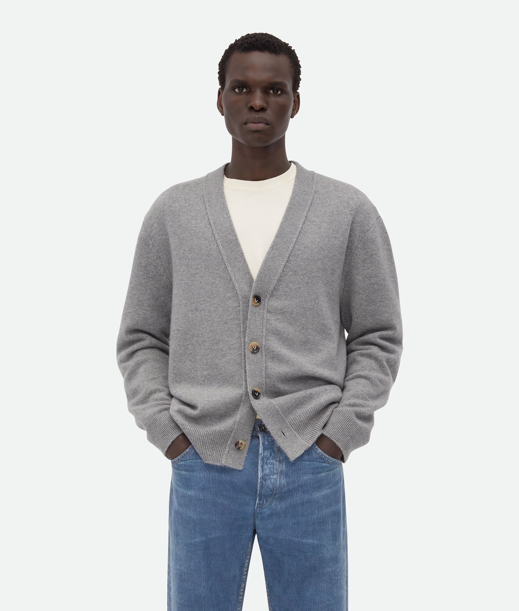 Bottega Veneta Cardigan En Cachemire In Gray