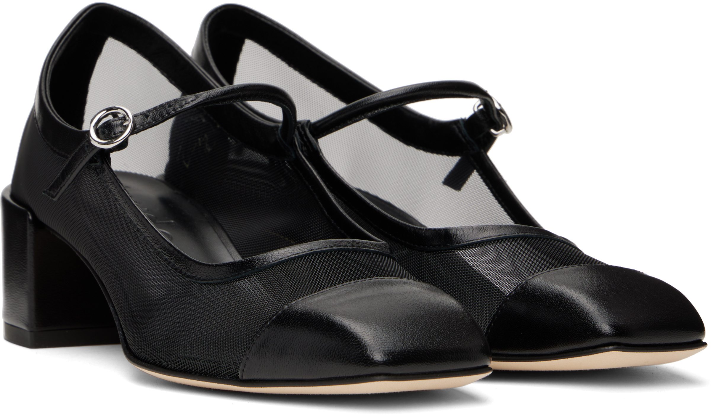 Aeyde Aline Mesh Mary Janes In Black