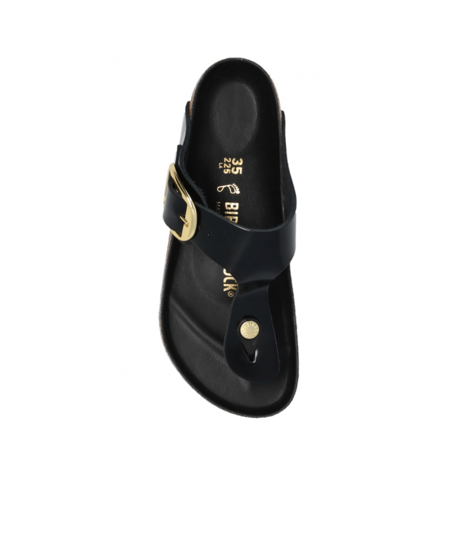Birkenstock Gizeh Big Buckle High-shine Black Leather Toe Post Sandals
