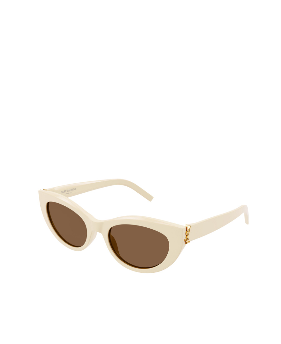 Saint Laurent Logo Cat-eye Frame Sunglasses In Brown