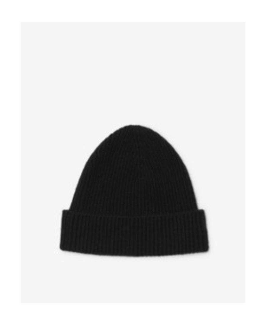 Burberry Black Beanie With Embroidered Ekd Logo On The Front In Cashmere In Black