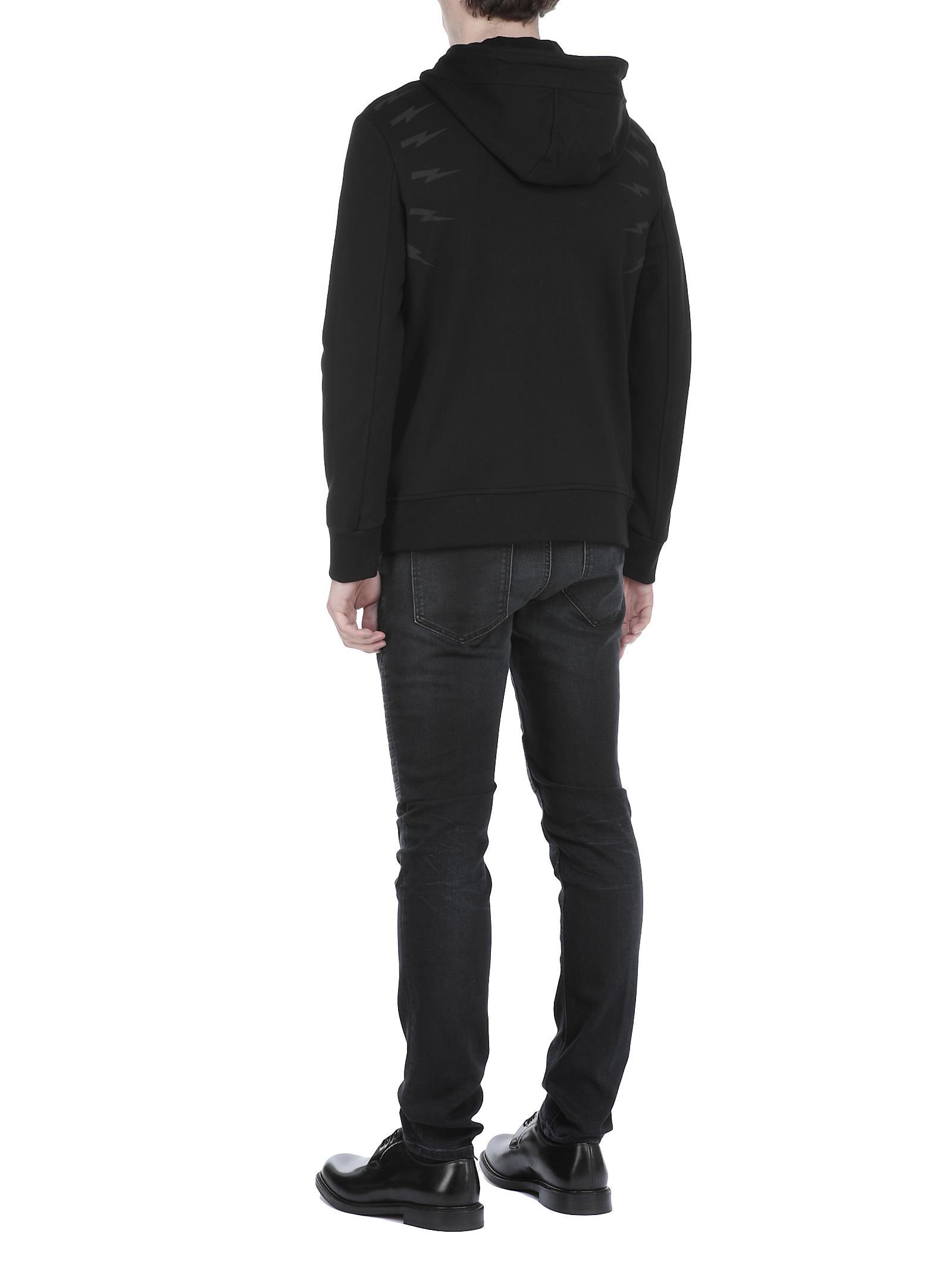 Neil Barrett Hooded Long-sleeved Hoodie In Black