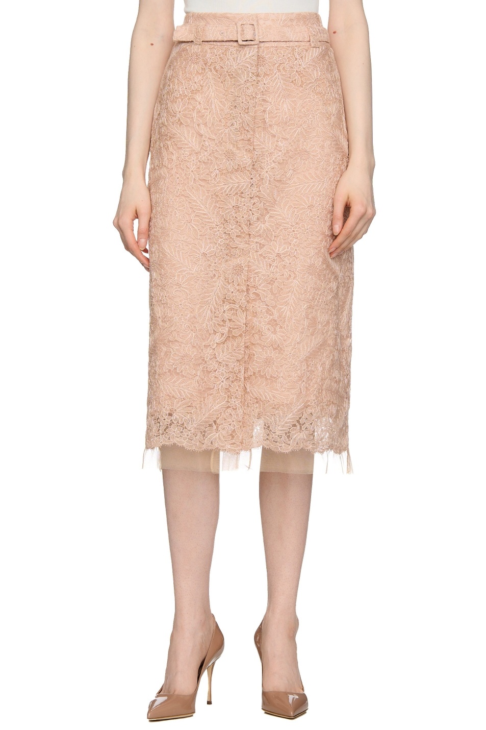 Ermanno Scervino Lace Skirt In Peach