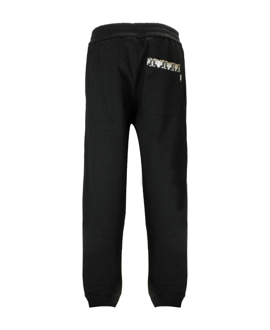 Versace Rear Baroque-print Detail Trousers In Black