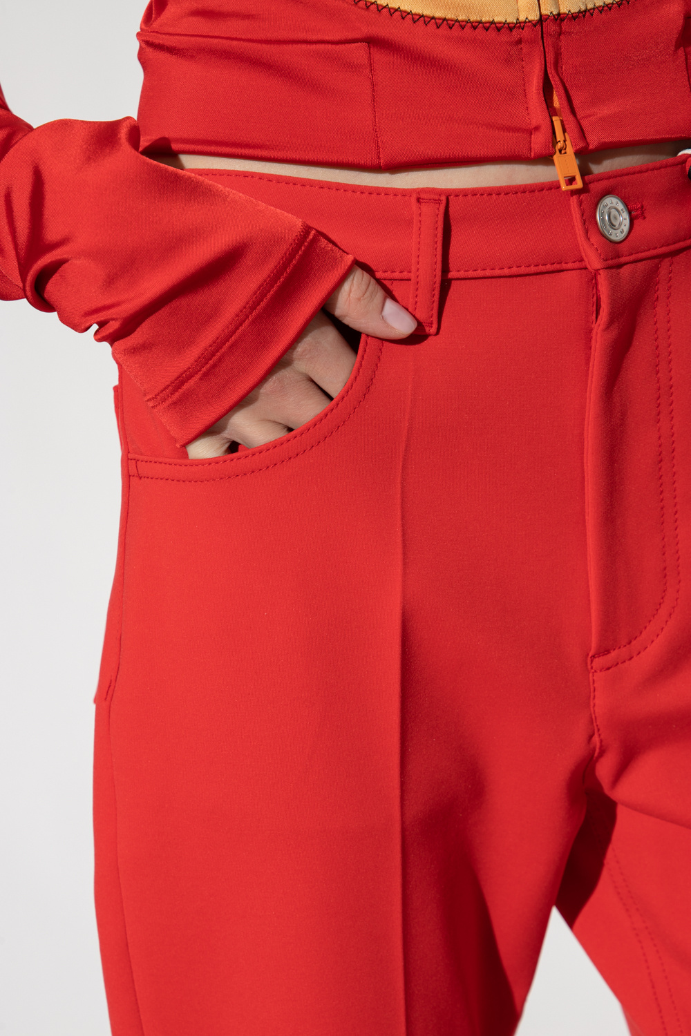 Marni Pressed Crease Flared Trousers In Red