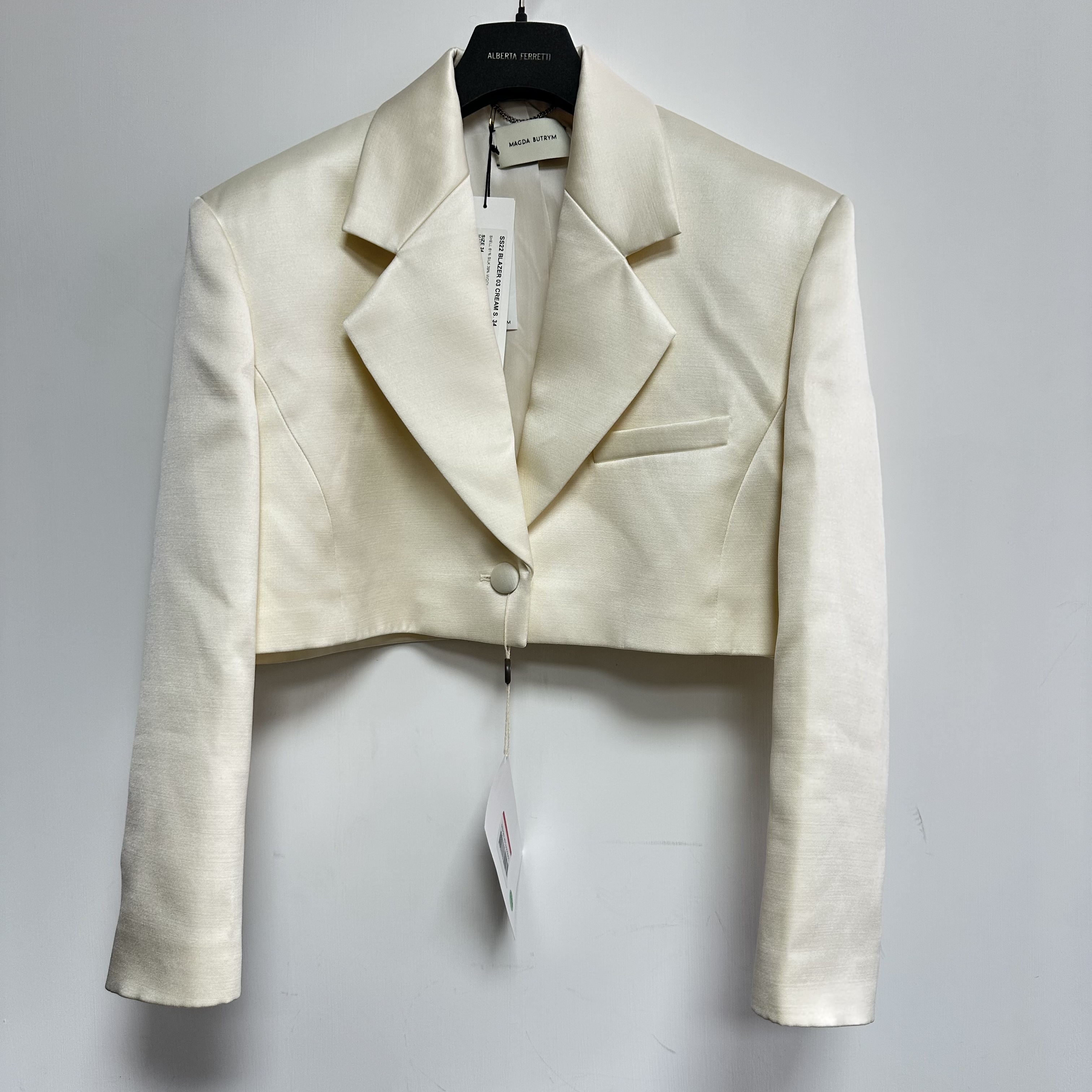 Magda Butrym Cropped Tailored Blazer In White