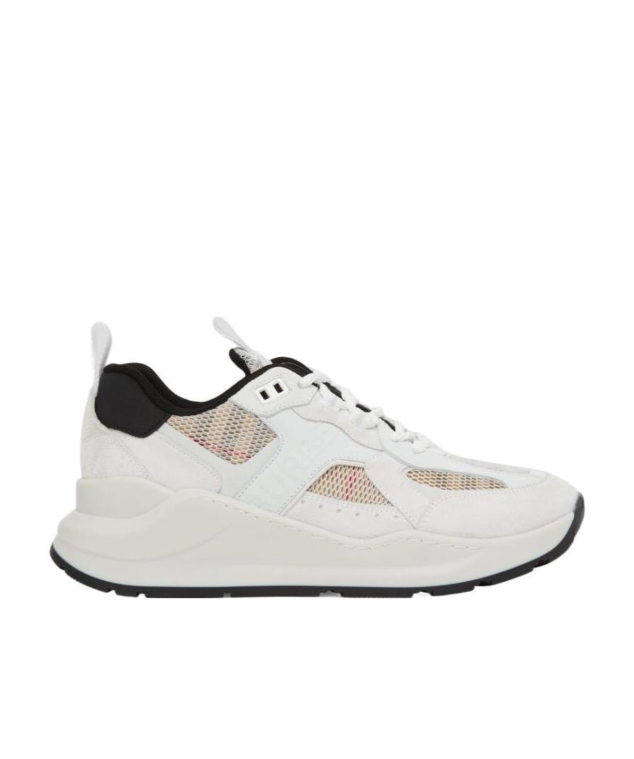 Burberry Men's Sean Vintage Check Mesh Chunky Sneakers In White