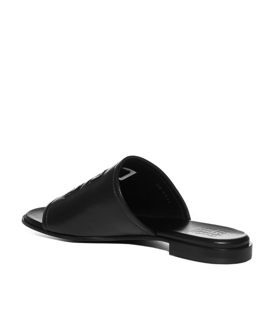 Givenchy 4g Leather Flat Slides In Black