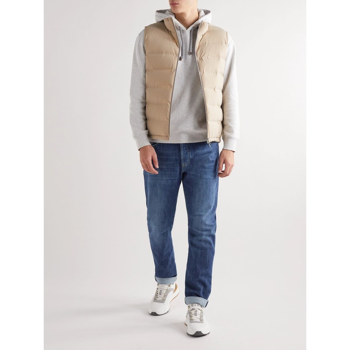Brunello Cucinelli Solomei-embroidered Tapered Jeans In Blue