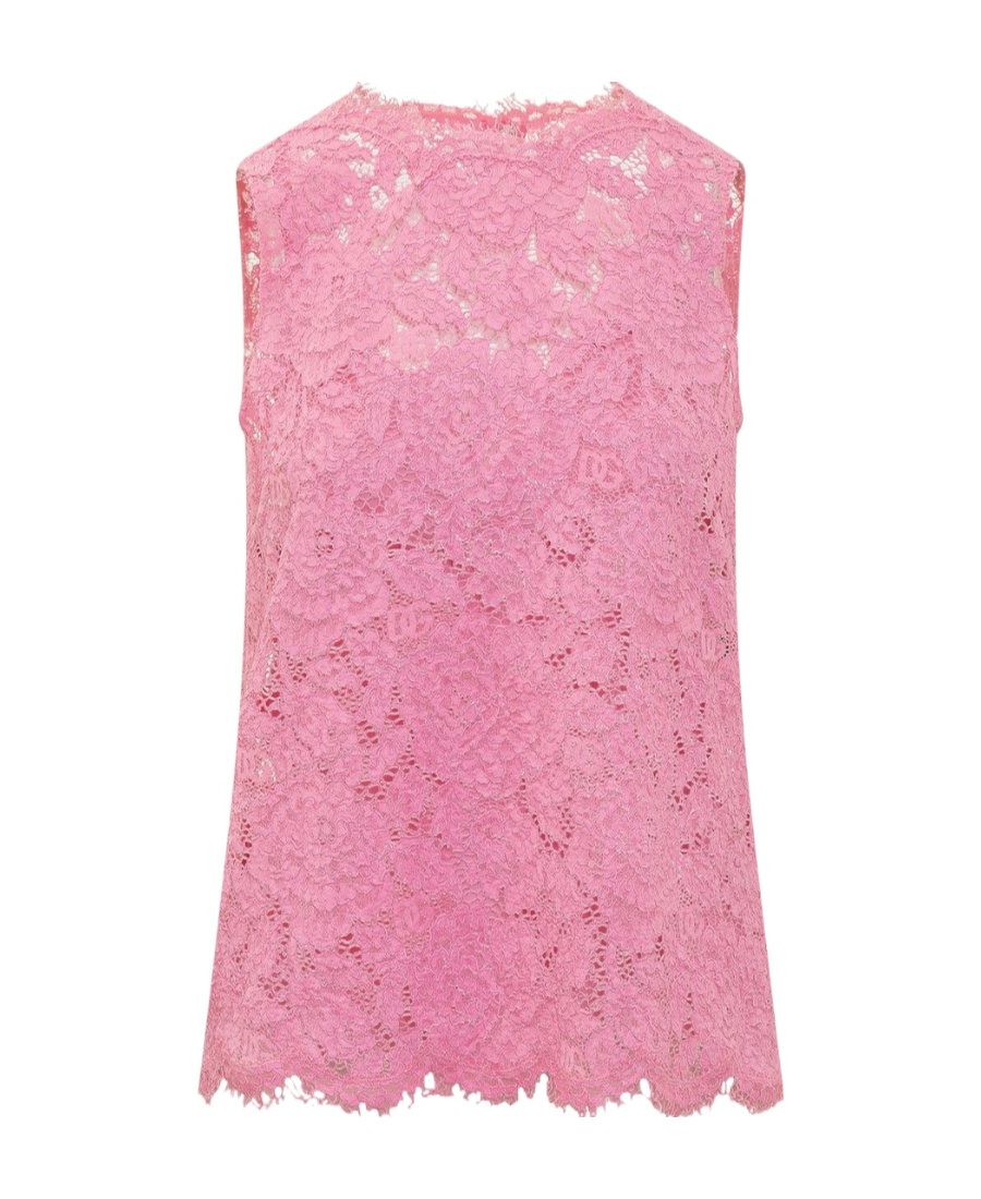 Dolce & Gabbana Sleeveless Lace Top In Pink