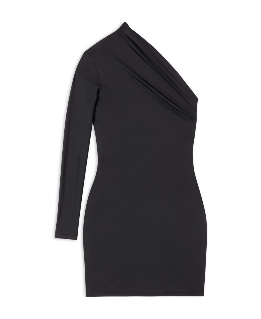 Balenciaga Asymmetrical Mini Dress In Black