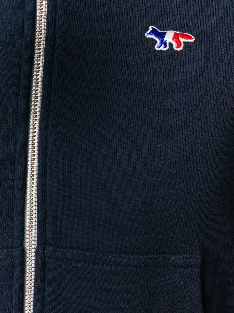 MAISON KITSUNÉ THREE-COLOR STRIPED FOX PATCH HOODIE