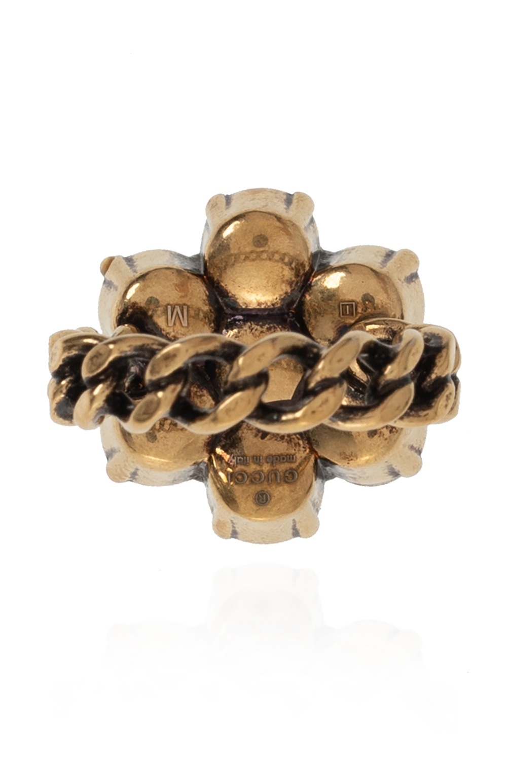 Gucci Crystal Embellished Double G Ring In Gold