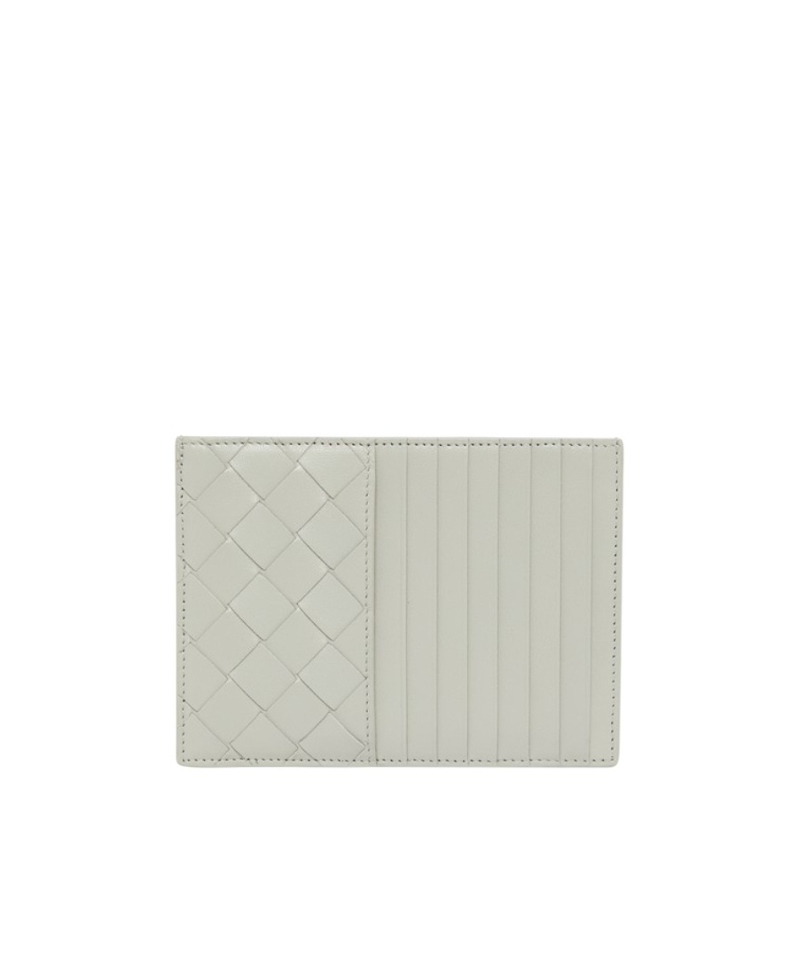 Bottega Veneta Intrecciato Woven Card Bag In Gray